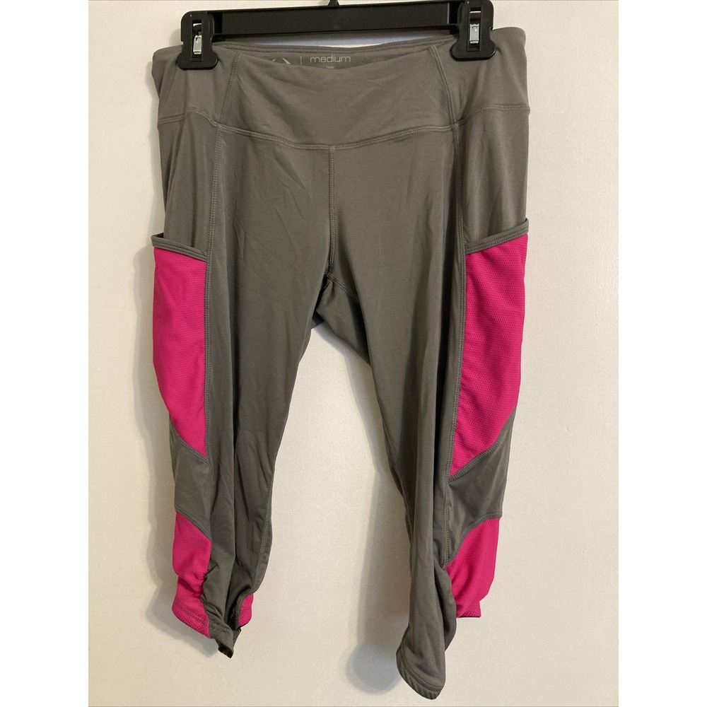 Hylete Women's Tights Medium Gray Pink Pockets #396